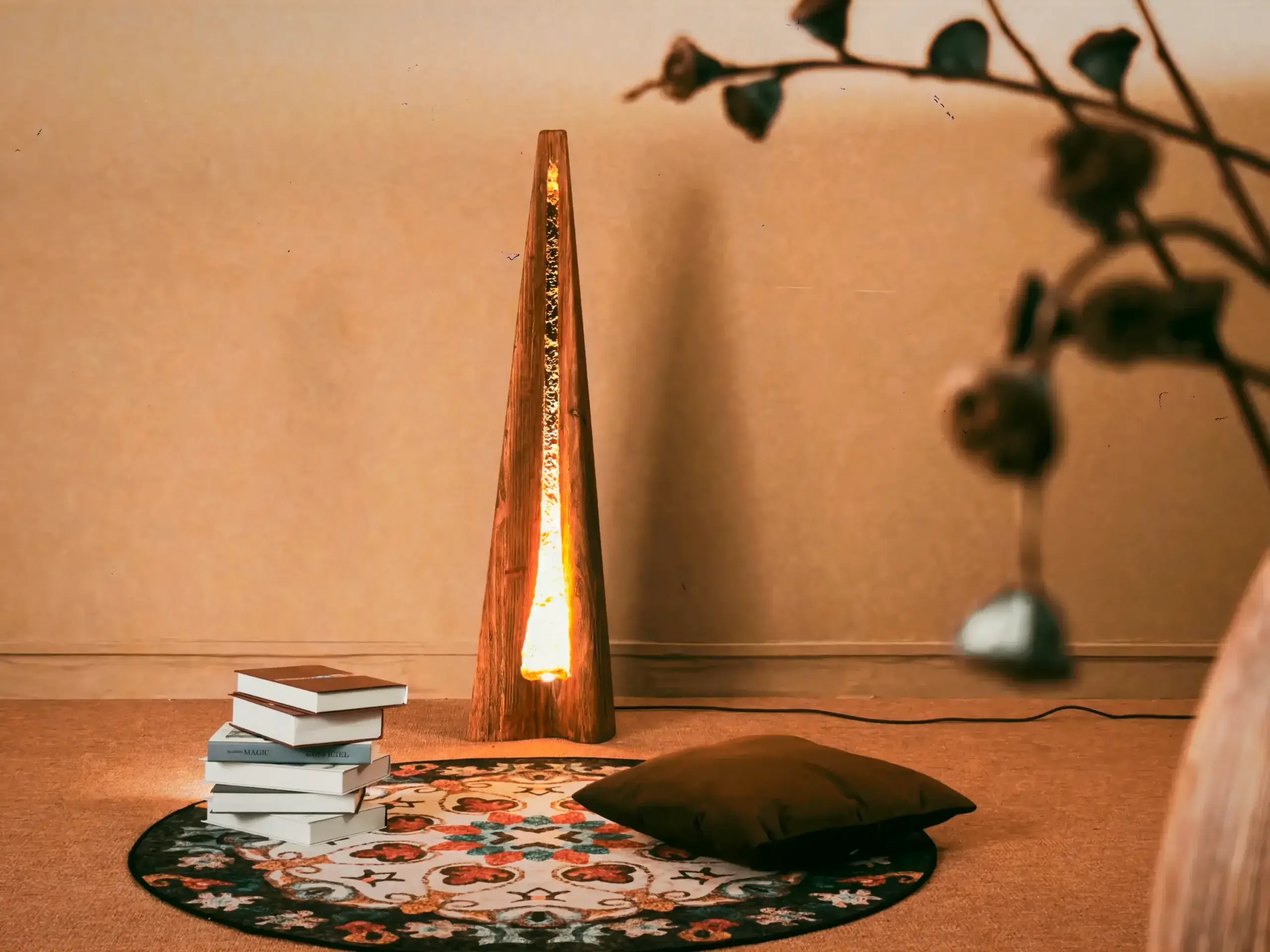 Artistic Handmade Solid Wood Peak Floor Lamp scaled – Flowlight Design Artistic Handmade Solid Wood Peak Floor Lamp scaled | Flowlight Design