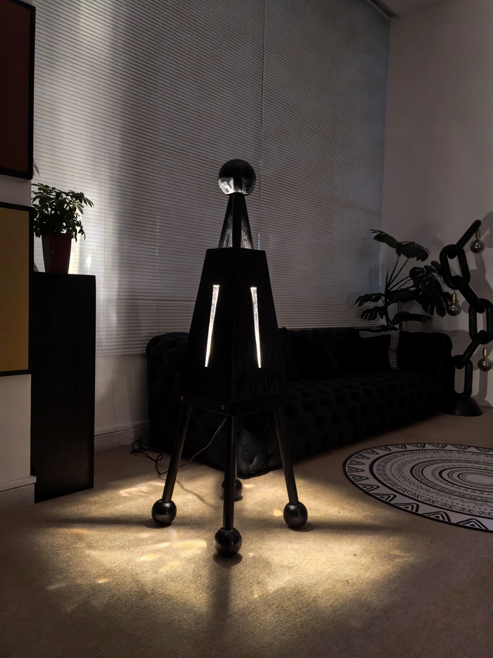 flowlightdesign demonlet1 scaled – Flowlight Design This artistic floor lamp, named Demonlet, is a handmade product crafted from natural solid wood. Its design evokes a European and American medieval style. It is a product of FLOWLIGHT DESIGN INC. and can be found at flowlightdesign.com.